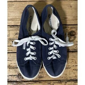 Superga Women's Size 7.5 Navy 2750 Cotu Classic Trainer Sneakers